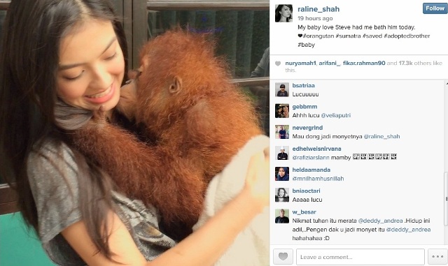 Dikecam Akibat Selfie dengan Orangutan, Ini Jawaban Raline Shah